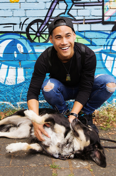 Ant Utama with his pooch