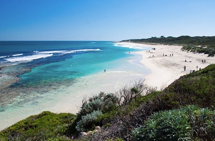 Looking down the Yanchep coastline on a sunny day.