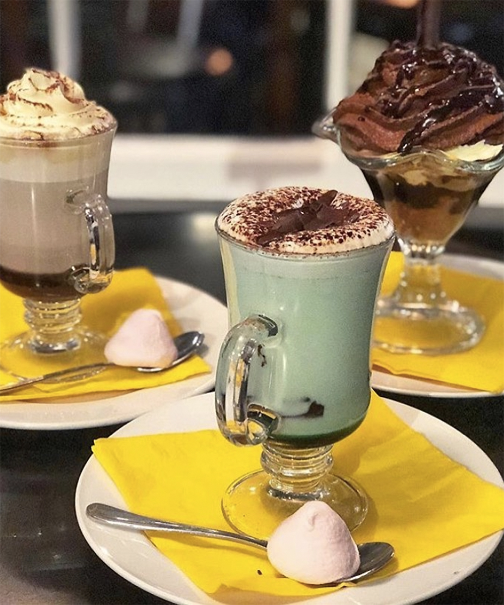 Three hot chocs at the Chocolate boutique cafe.