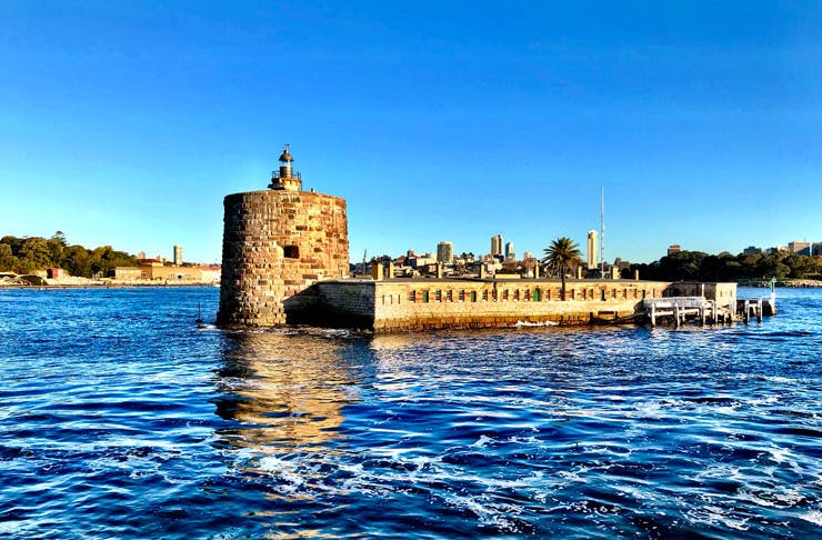 Fort Denison in Sydney Harbour on a sunny day. 
