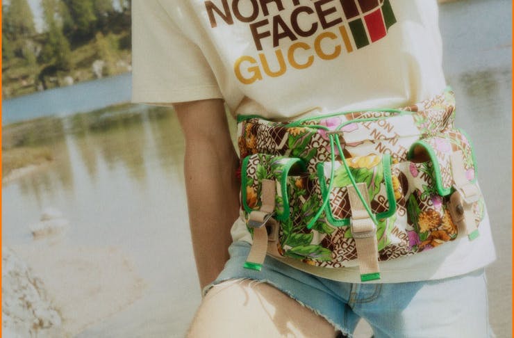 A belt bag from The North Face x Gucci collection.