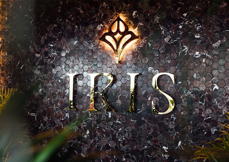 iris logo on a wall
