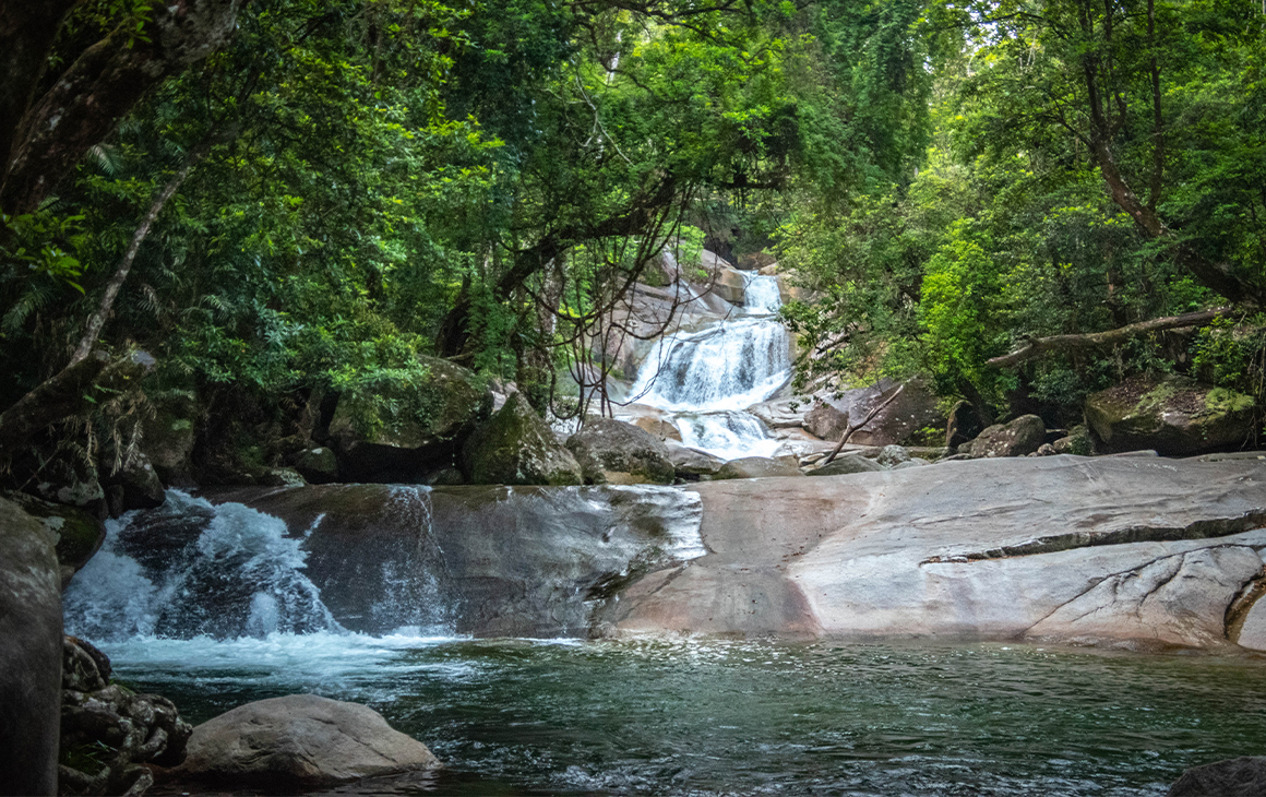 a waterfall and creek