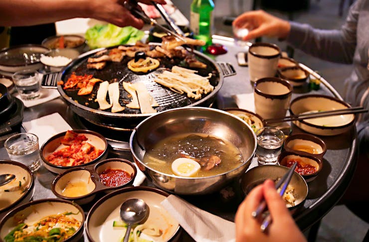 a table at Korean BBQ