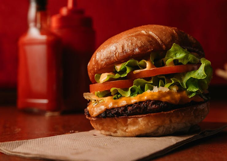 The now-iconic Mary's burger, made vegan. 