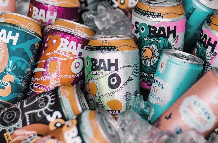 Cans of Sobah alcohol-free beer. 