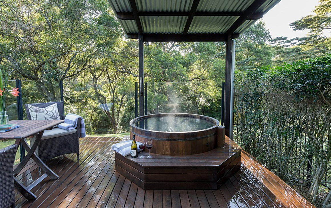 an outdoor hot tub