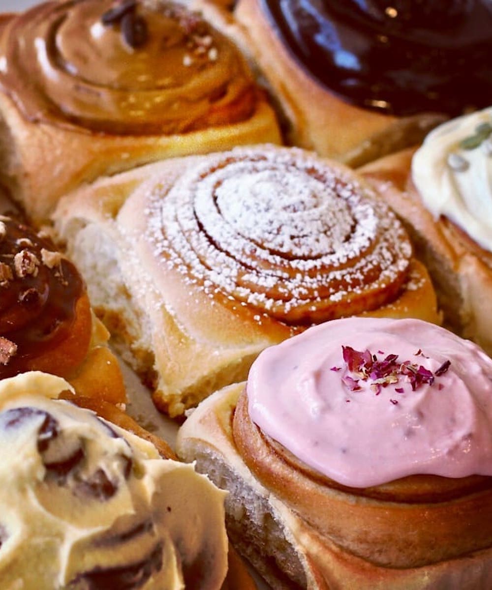 Selection of scrolls from Spirals Cinnamon, one of Perth's best cinnamon scrolls
