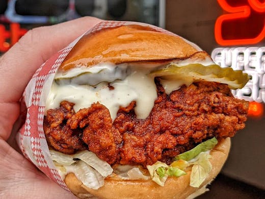 A Nashville style fried chicken burger