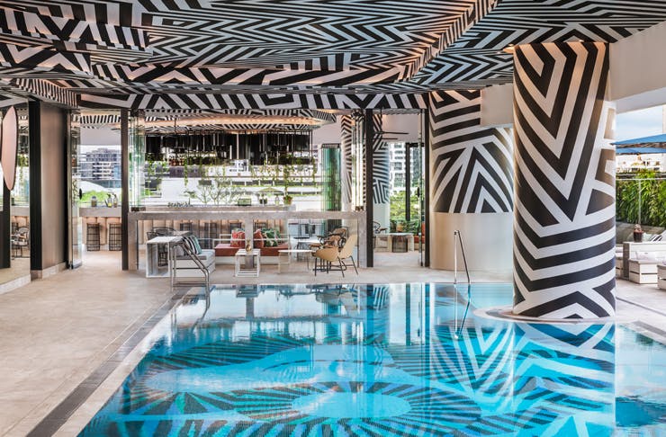 pool with geometric patterns