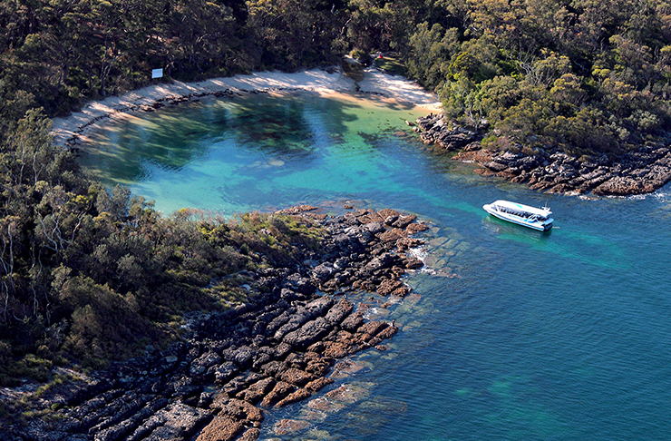 aerial view of pristine swimming bay