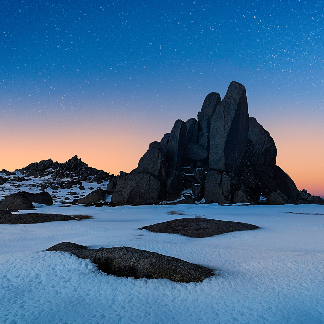 Dusk at the Tor, mount Kosciuszko, in New South Wales, Australia.