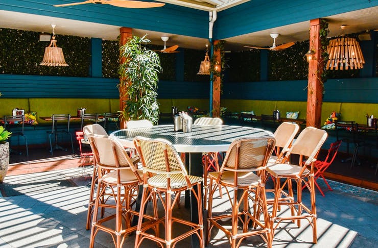 dining chairs of pub courtyard