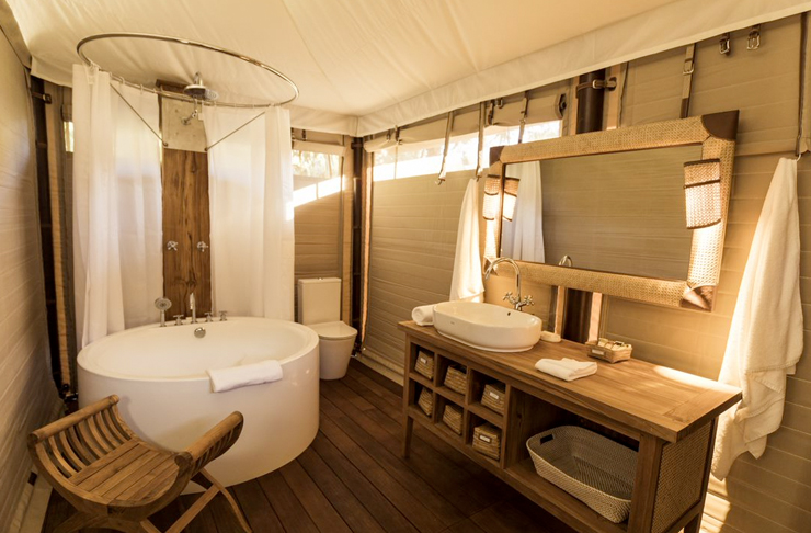 luxe interior of glamping tent