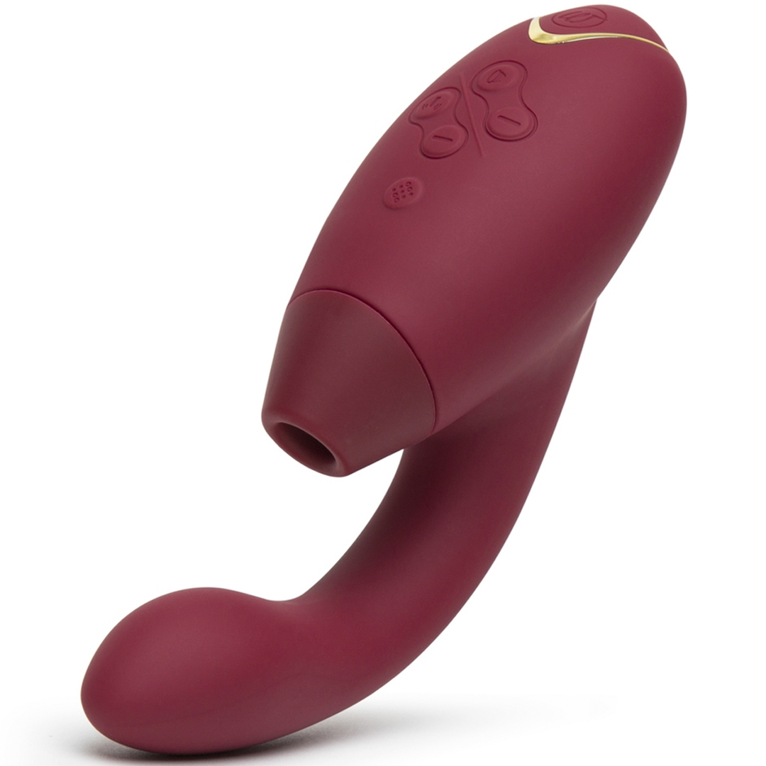product shot of Womanizer Red Duo Rechargeable G-Spot and Clitoral Stimulator